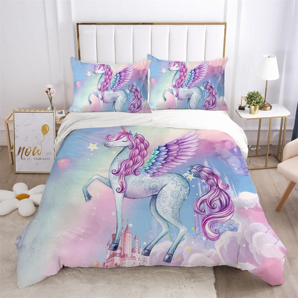 Комплект постельного белья с 3D принтом единорога, комплект постельного белья одного размера, высококачественный полиэстер, декор для детской спальни