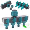 4 Way Hose Connector Splitter Garden Irrigation Water Splitter 3/4" and 1/2" Watering Connector Fittings Valve Water Distributor