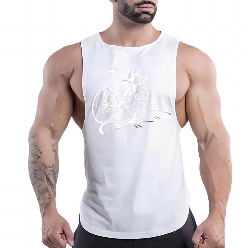 Summer Adult Men'S Casual Sports Crew-Neck Vest Creative Bike 2d Print Trend Comfortable Simple Breathable Sleeveless T-Shirt