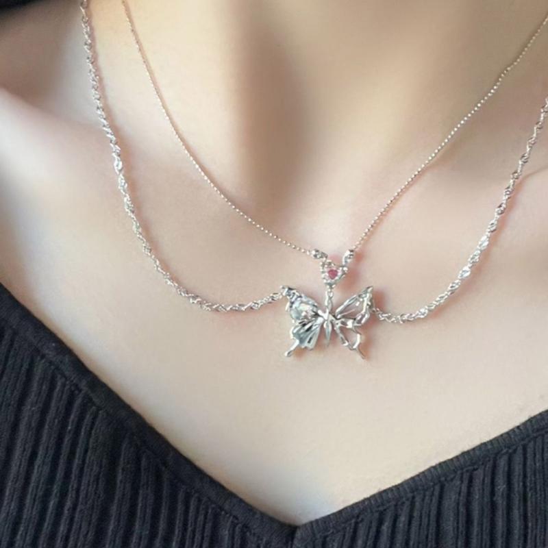 Vintage Goth Butterfly Pendant Choker Clavicle Chain Necklace For Women Girl Punk Collar Aesthetic Y2K Jewelry Gift