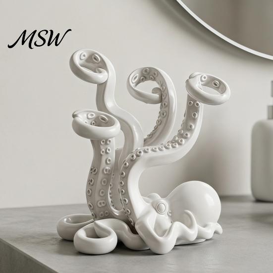 Cute Desk Accessories 3D Printed Octopus Toothbrush Holder, Creative Space Saving Organizer, Durable Novelty Home Decor PLA Material Stable