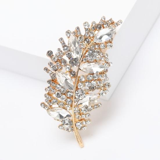 Creative Shining Rhinestones Lapel Shape Pin Brooch Clothes Leaves Shawl Hat Badge Accessories Party