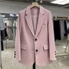 Pink White Blazer Coat Women's Spring Autumn Leisure Loose Blazers Suit Pocket Top Black Green Blazer