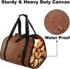 Heavy Duty Waxed Canvas Log Tote Bag Firewood Carrier with Handles for Fireplace Fire Pit Camping Wood Storage Holder