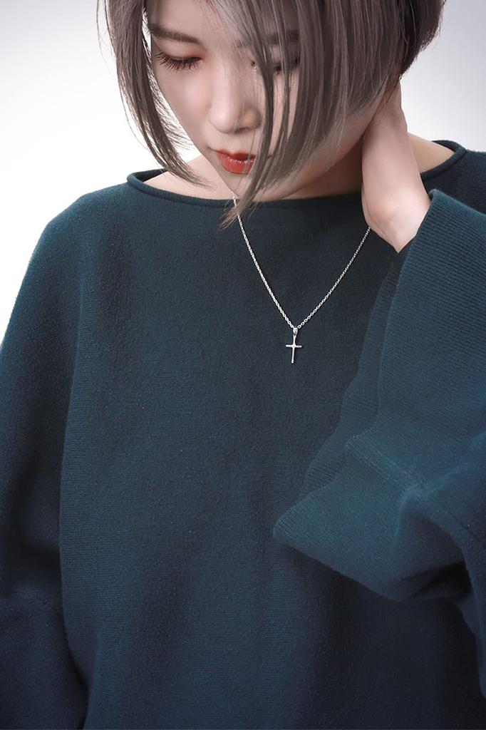 Синдзюку Гин но Кура Маленький Простой Крест Серебро 925 Ожерелье Распятие Латинский Крест Подвеска (Цепь 45см)