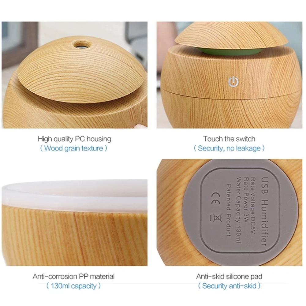 1PC Humidifier Electric Air Aroma Diffuser Wood Ultrasonic Air Humidifier Essential Oil Aromatherapy Cool Mist Maker for Bedroom