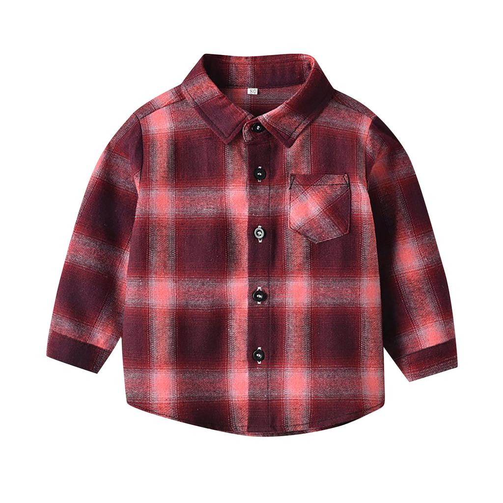Kids Toddler Flannel Shirt Jacket Plaid Long Sleeve Lapel Button Down Shacket Baby Boys Girls Fall Shirt Coat Outwear