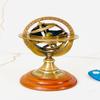 15.24 Cm Brass Armillary Sphere Globe On Wooden Base Nautical Desk Decor Study Room, Home, Office