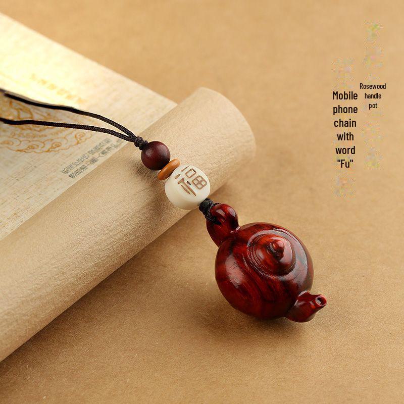 Подвеска-брелок в виде чайника из розового дерева для мужчин и женщин - небольшие ручные украшения