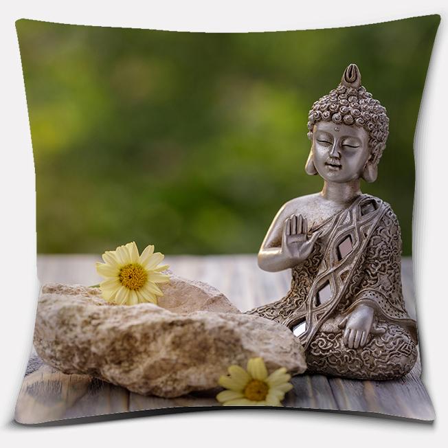 Buddha Zen Stone Flower Series Pillow Gift Home Office Decoration Bedroom Sofa Car Cushion Cover 45x45cm40x40cm