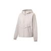 Li Ning SS23 Fitness Series Solid Color Hooded Loose Long Sleeve Jacket Women Jacket Moonlight-Gray AFDT064-4