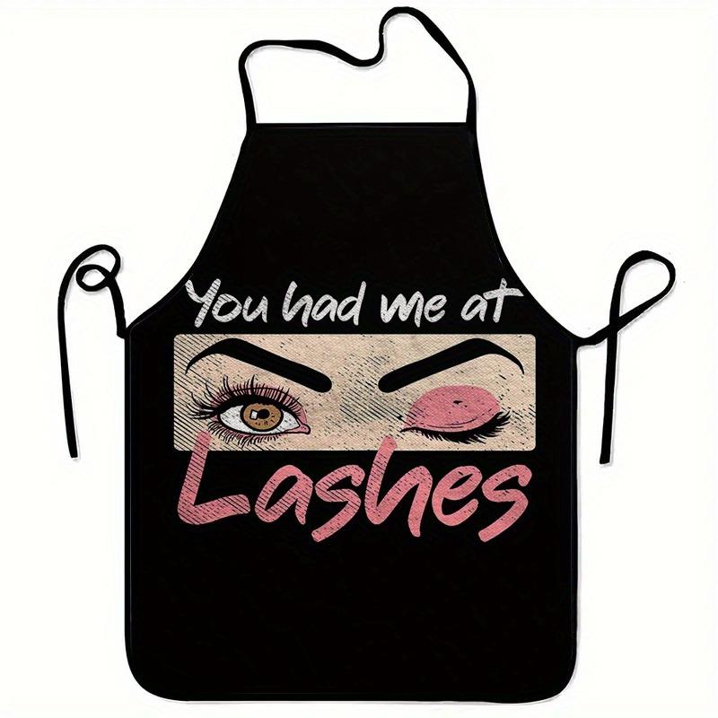 1pc Apron with Eye-Catching Eye Makeup Print - Washable Reusable Bib Apron Suitable for Cooking,, Parties, Crafting, - Durable K