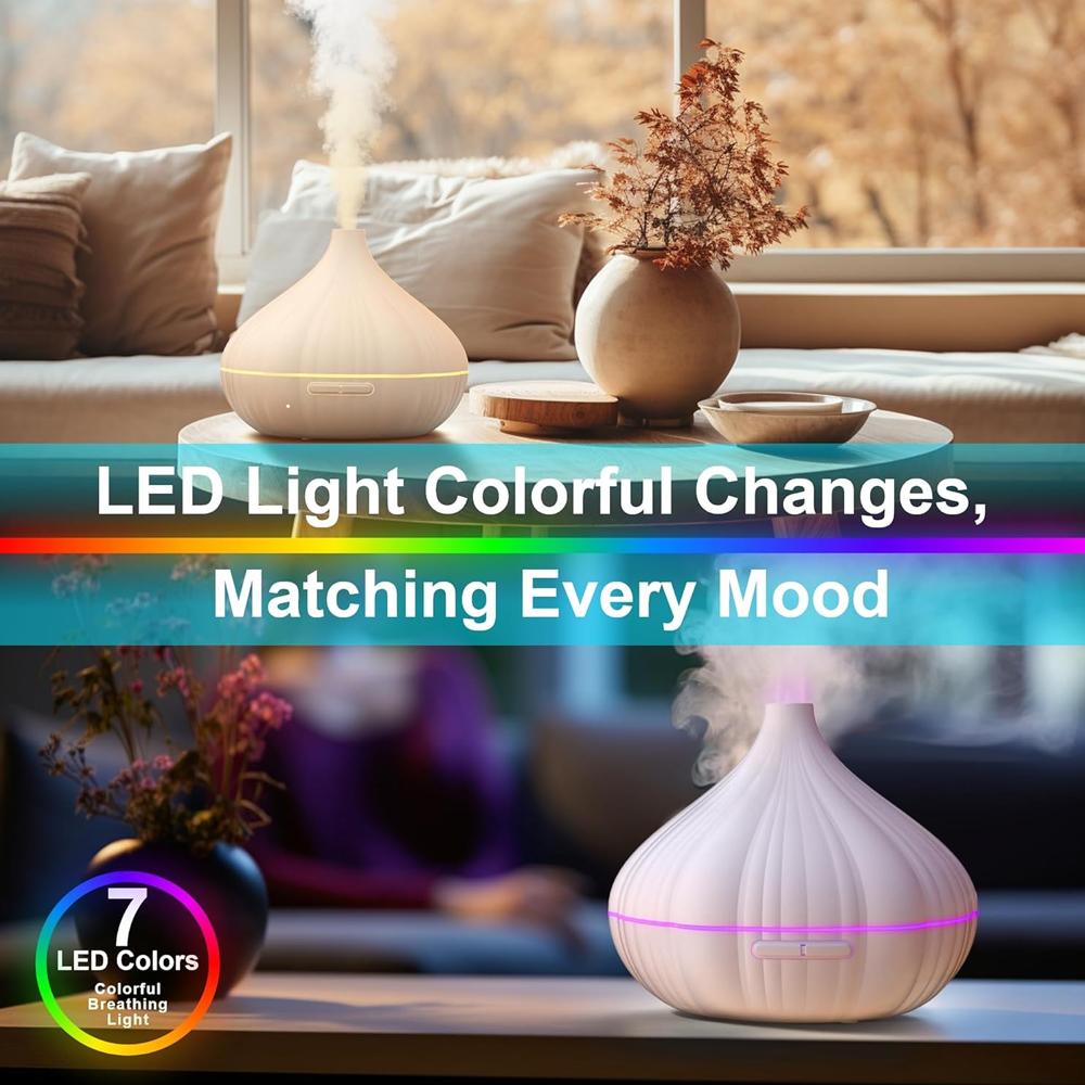 Essential Oil Diffuser, 550ml Scent Diffuser with waterless auto Off and Timer Functions, Mist humidifier with Lighting, eco-Fri