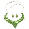 Peridot Quartz Gemstone Silver Jewelry Necklace Earring 16-18''