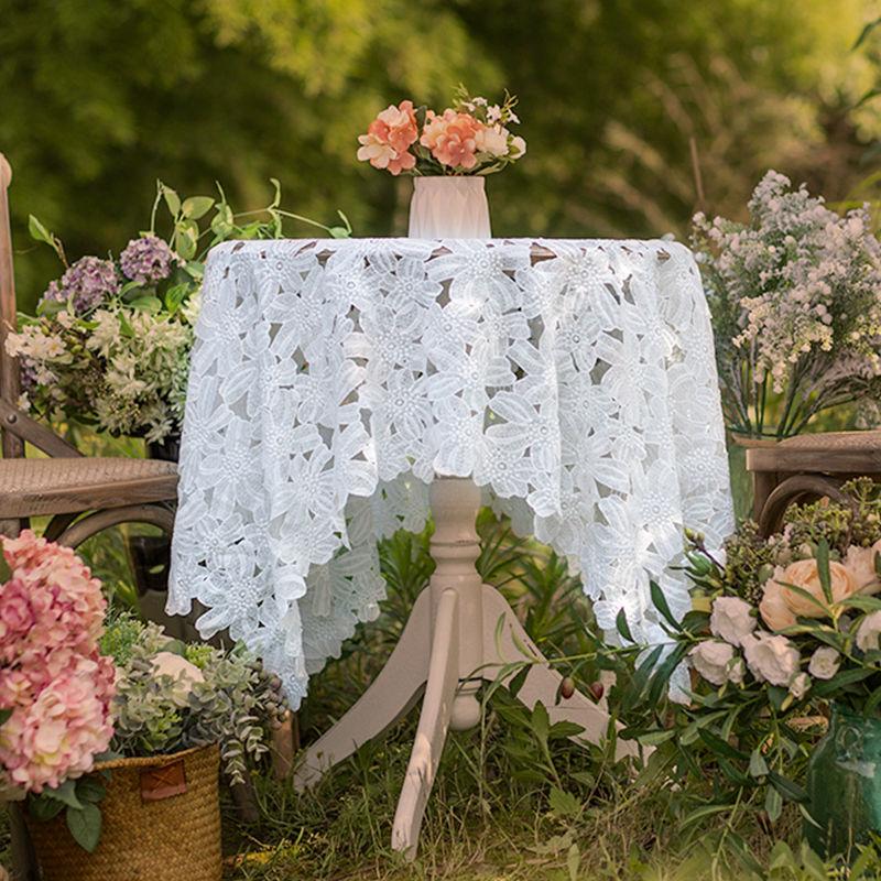 Скатерть на журнальный столик Скатерть Кружево Интернет-знаменитость Гостиная Бытовая Маленький круглый столик Скатерть Скандинавский стиль Ажурная Скатерть для обеденного стола Ткань Круглая