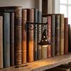 Декорации в форме летучей мыши, Библиотечный фонарь, Мини-лампа для книжной полки, Атмосферные светильники для уголка для чтения 'Жуткая тыква с привидением и шляпой', для кабинета, Светодиодные