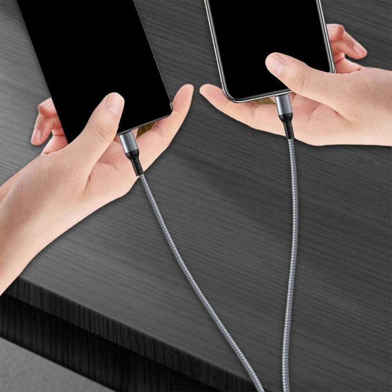 Улучшенный плетеный нейлоновый двойной порт Type-C зарядный кабель, сверхпрочный, 5 футов, двойной кабель Type-C для телефона, ноутбука