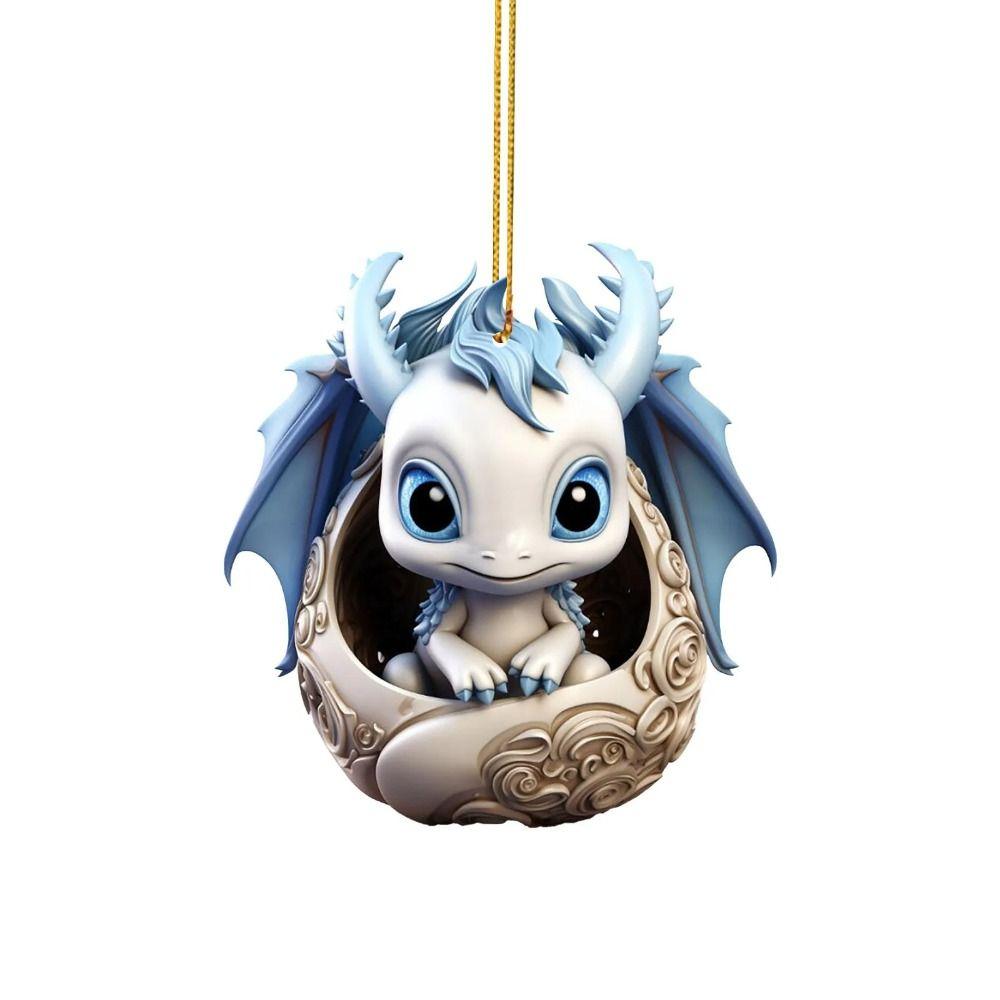 Acrylic Dragon Christmas Tree Ornaments Blue Dragon Egg Car Pendant  Festival