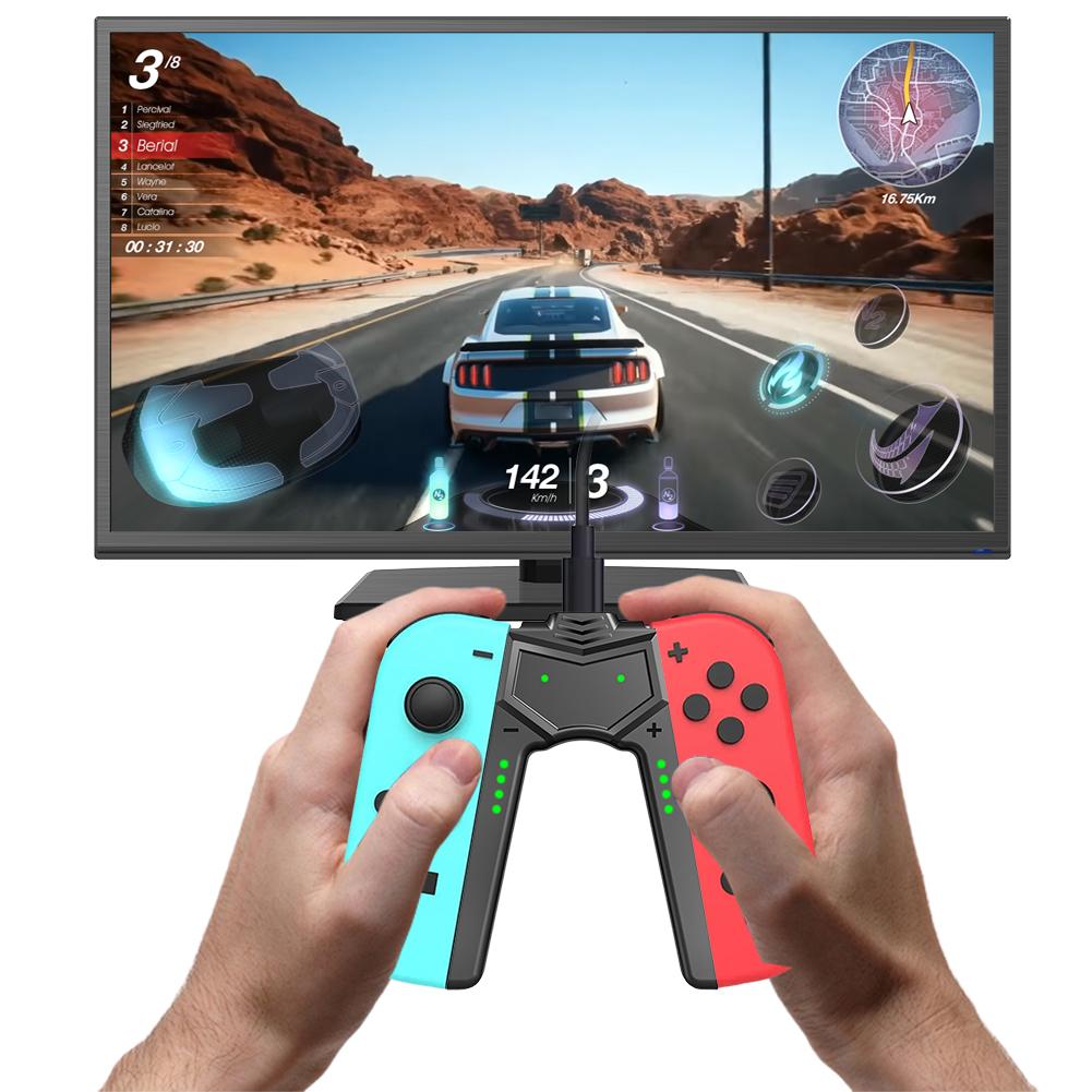 Для Switch OLED Зарядная рукоятка Joy-Con Тип C Мини-зарядная док-станция Рукоятка Игра во время зарядки Зарядное устройство для контроллера Разъем для контроллера