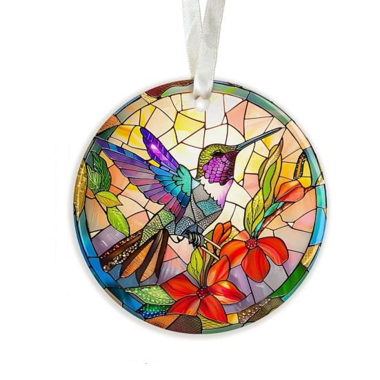 Animal Christmas Ornament 2D Flat Acrylic Ornament Cartoon Santa Hat Animal Hanging Decoration for Christmas Tree Mantel