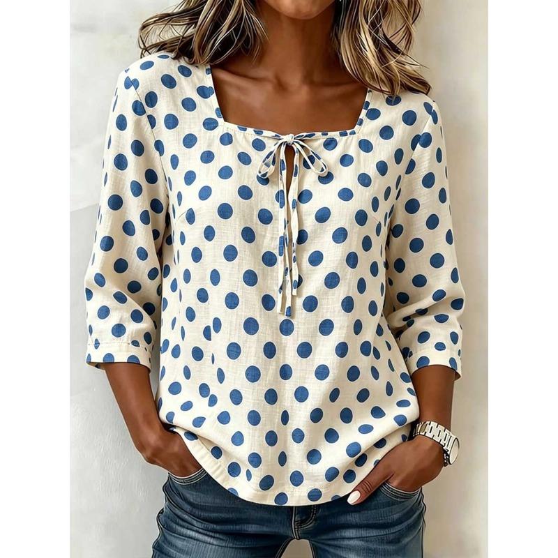 DICFY Women's Fashion Casual Long Sleeve Square Collar Blouses & Shirts