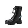 Женские высокие сапоги на платформе 2024 года, готический стиль, черная кожаная женская обувь, осень-зима, дизайнерская обувь в стиле панк в стиле Харадзюку