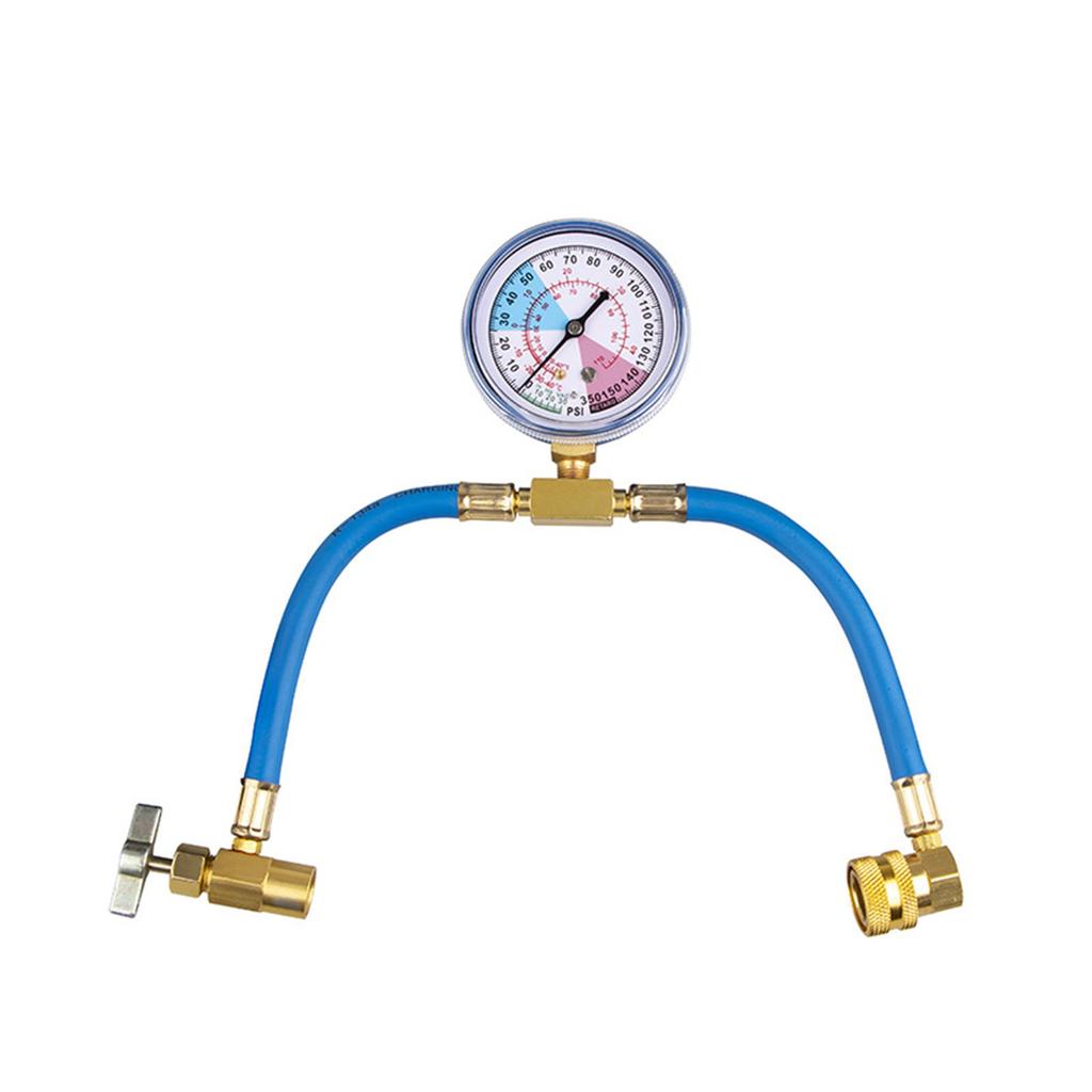 R134A Air Conditioner Gas Cooler Refrigerant Charging Pipe Tube AC Recharge Hose with Pressure Gauge for Car Automobile