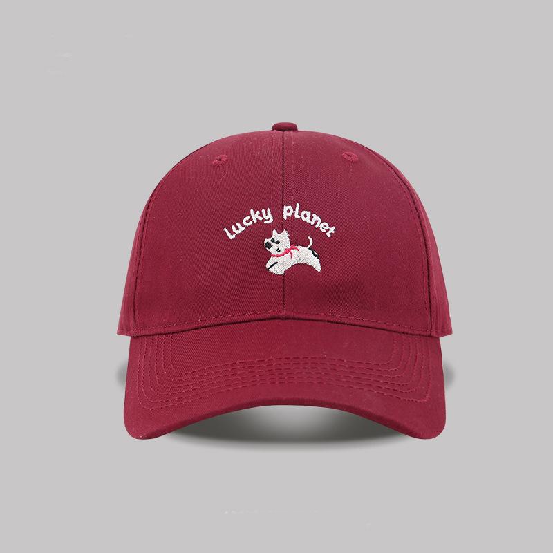 Вышивка щенок бейсболка женская весна новая универсальная защита от солнца большой обхват головы делающая лицо меньше козырек мужской тренд