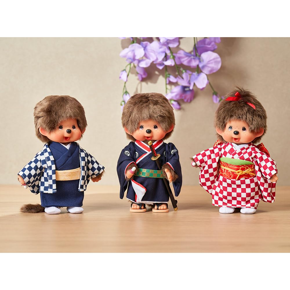 Kyugetsu Official Original Monchhichi In Kimono Boy Swordsman IPM-15-Z
