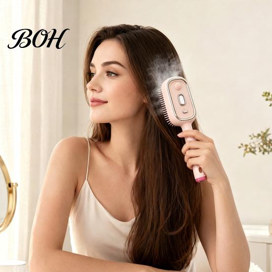 Electric Hair Comb Steam Brush with Essence & Measuring Cup, Rechargeable Anti-Static Scalp Static Reducing Massager Spray Brush, Frizz Control