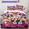 3PC Custom Name Puppy Party Pink Bedding Set Printed  Bedding Set Duvet Cover Closure Includes 1 Duvet Cover & 211 Pillowcases for Bedroom