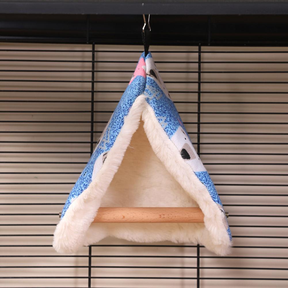 Winter Bird Swing and Nest Parrot Stand Climbing Toy All-Season Cozy Hanging Hut Cockatiel Perch Cage