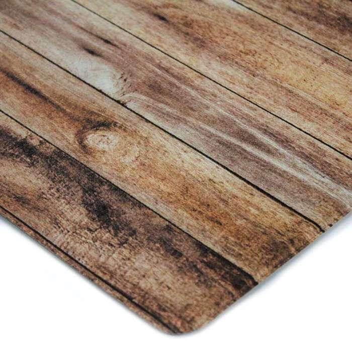 Tapis - THE DECO FACTORY - WOODY VINYLE Rectangulaire Marron - 45x75 cm - Vinyle antidérapant - Résistant à l'eau