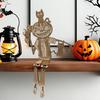 Yousheng Articulated Pumpkin Man Halloween Decoration Spooky Wooden Pumpkin Skeleton Tabletop Ornament for DIY Home Office Decor