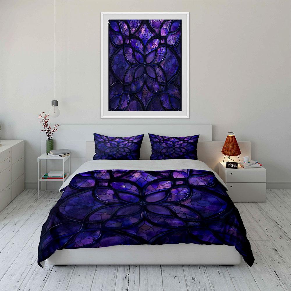 "Stained Glass Decorative Art Set" Bedding Set with 1 Duvet Cover 2 Pillowcases Single Double King Queen, Gift
