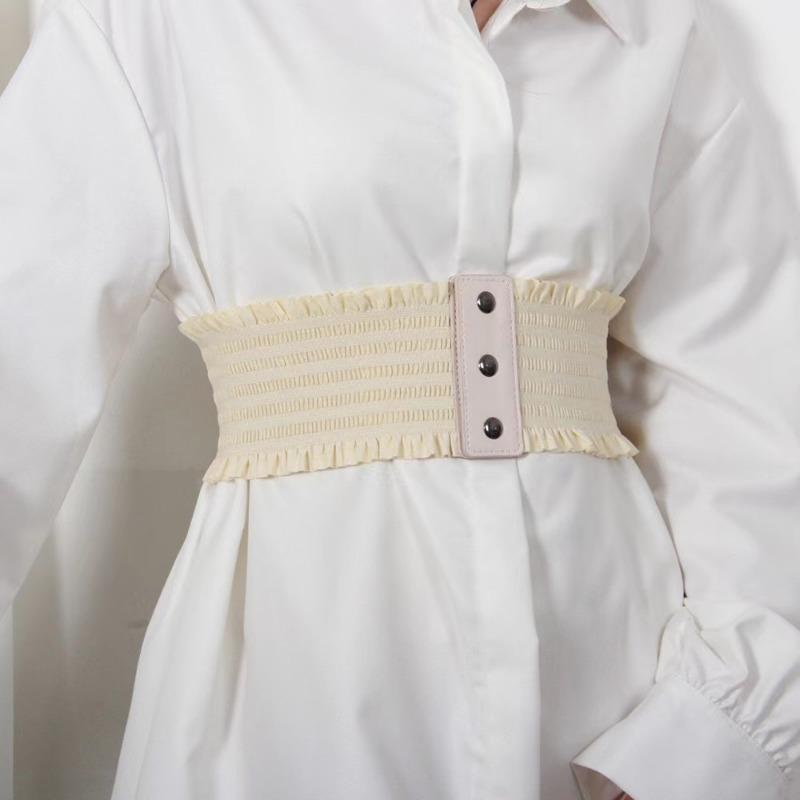 Оборки широкий пояс тройная пряжка элегантный эластичный пояс декоративный платье пояс для женщин большой размер