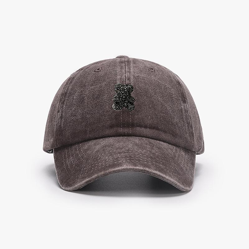 Cute teddy bear baseball cap, retro style, men's and women's adjustable outdoor travel hiking duckbill cap