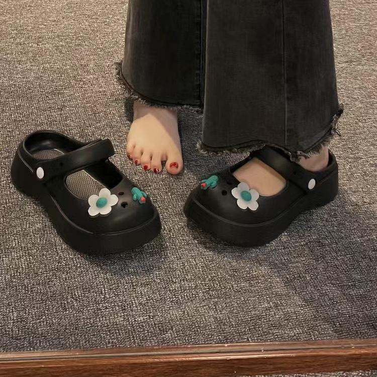 Обувь для женщин 2024 года, летние мюли с круглым носком, босоножки, высокие женские тапочки, белые шлепанцы с каблуком Cloud, новая коллекция 39 Eva WI