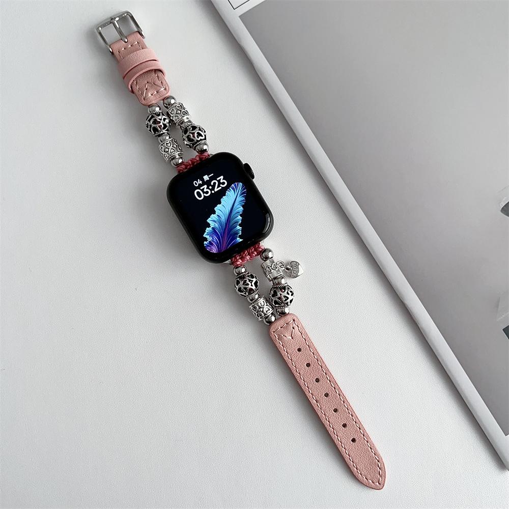 Slim Leather Strap For Apple Watch Band 44mm 40mm 41mm 49mm 42 45 Mm Wrist Women Bracelet iWatch Serie 9 8 7 6 5 4 3 SE Ultra 2
