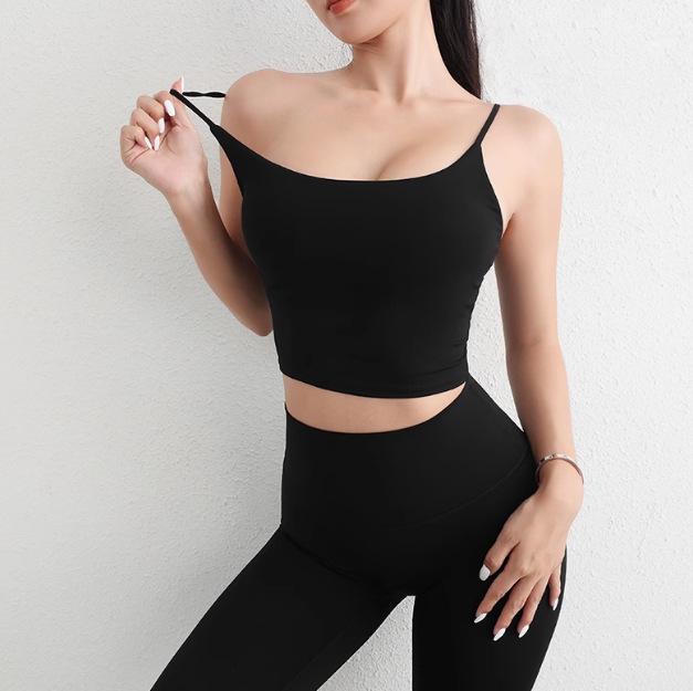 Бесшовный женский жилет для йоги с квадратным вырезом, с нагрудными вкладышами и стильным дизайном спины