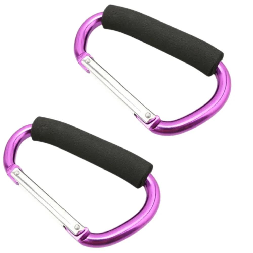 2Pcs D-Ring Baby Stroller Hook Sponge Handle Carriage Hanger Pram Lifting Button for Outdoor