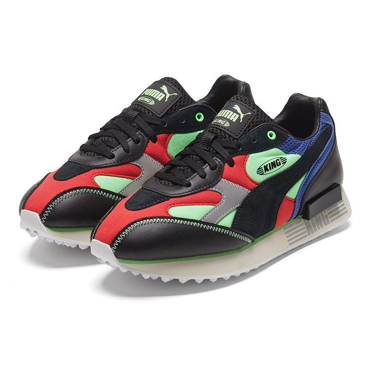 Puma Future Rider King Тканевые Многослойные Кожаные Ретро Тренд Низкие Кроссовки Папы Унисекс кроссовки Черные 374459-01