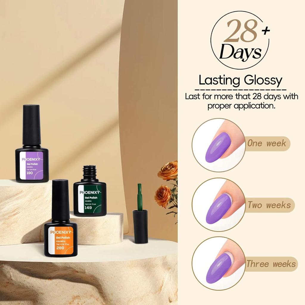 PHOENIXY Nail Art Kit 20 Colors Gel Nail Polish Set with 54W Nail Lamp and Nail Tools Complete Manicure Set for Nail Art Design
