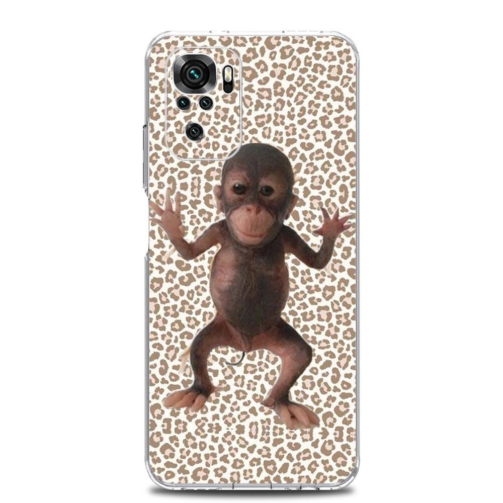 Чехол для телефона для Xiaomi Redmi Note 15 14 13 12 4G 10 11 Pro Plus 5G 14C 13C 12C 10C Прозрачный Мягкий ТПУ Чехол Милая Забавная Обезьяна
