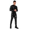 Mens Shiny Patent Leather Jumpsuit Stand Collar Long Sleeve Zipper Leotard Bodysuit Catsuit