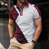 Men's Casual Polo Shirt Lapel Collar Patchwork Color Business T-shirts Men Short Sleeves Polos Shirts