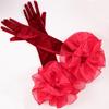 Elegant Long Gloves Elastic Wedding Bridal Gloves Fashion Ruffles Velvet Mittens  Banquet