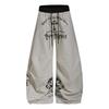 Unisex Gothic Streetwear Wide Leg Sweatpants With Letter Print Striped Design Loose Fit Casual Pants