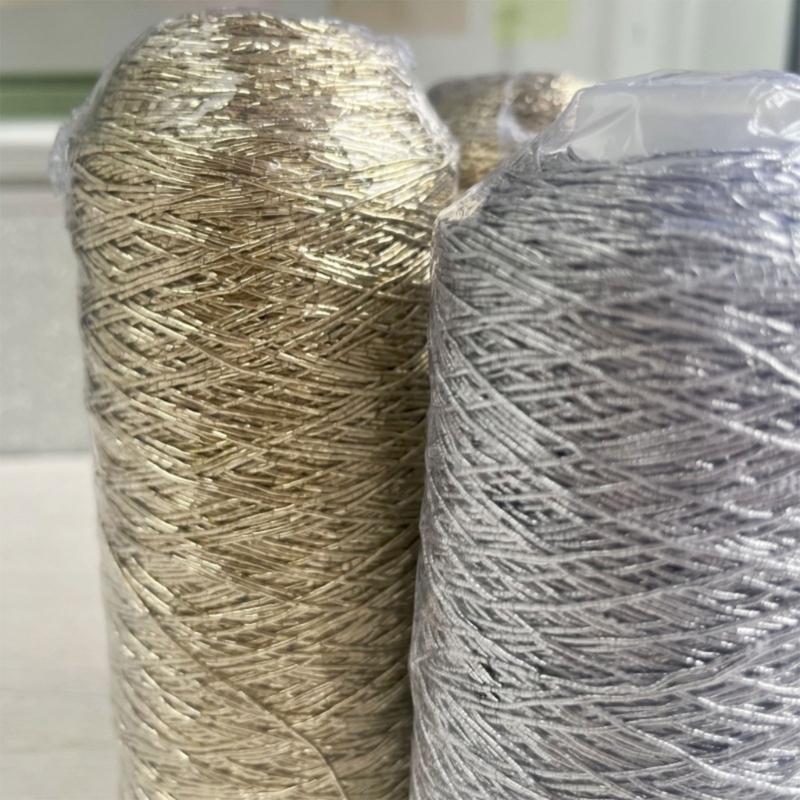 Нитки из полиэстера, 200 г/рулон, металлизированная нить для вязания крючком, плетения, изготовления сумок, брелоков, подвесок