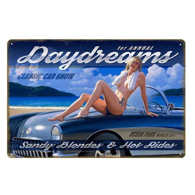 Знак Pin Up Girls Сексуальная Леди Красота Металлические Знаки Табличка Постер Жестяная Табличка Декор Мужская Пещера Комната Бар Паб Гараж Арт Таблички Настенный Декор
